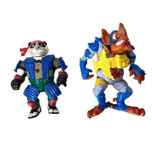 TMNT 1990 Teenage Mutant Ninja Turtles Panda Khan & Wingnut Lot of 2 Playmates